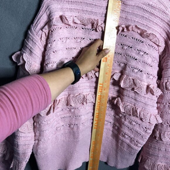 zara structured knit jacket small s m pink ruffled knitted ruffled to - Picture 8 of 11